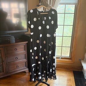 Karl Lagerfeld Black and White Polka Dot Midi Dress